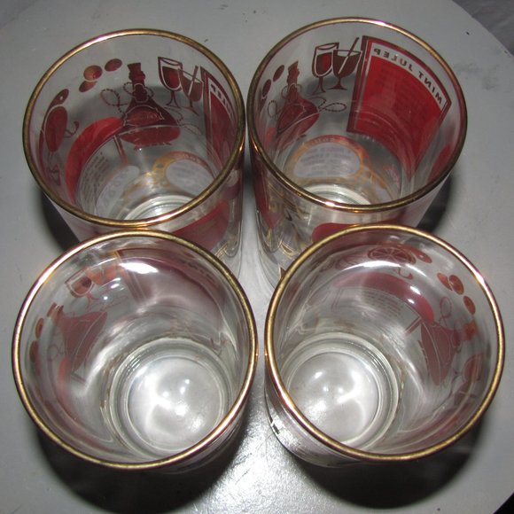 Vintage Jeannette Mid Century Modern Cocktail Bar Set 4 Glasses & Ice Bucket MCM - Picture 4 of 11